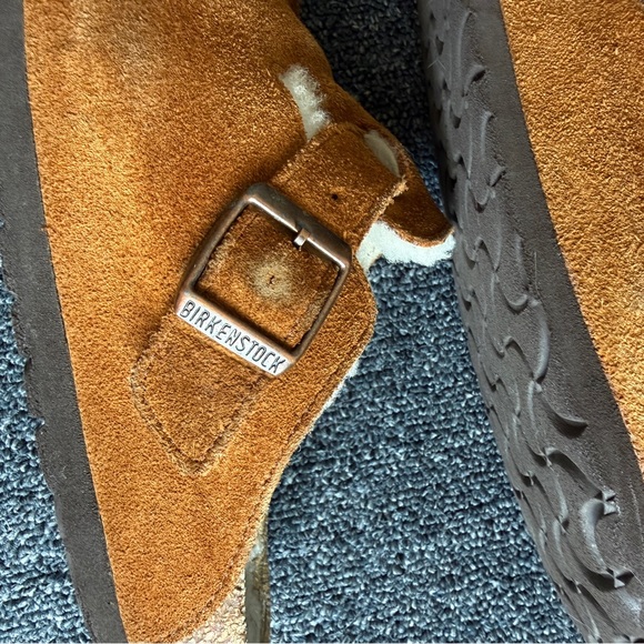 Birkenstock Women’s Boston Shearling-Lined Clogs Tan White Size 39 - Picture 7 of 16